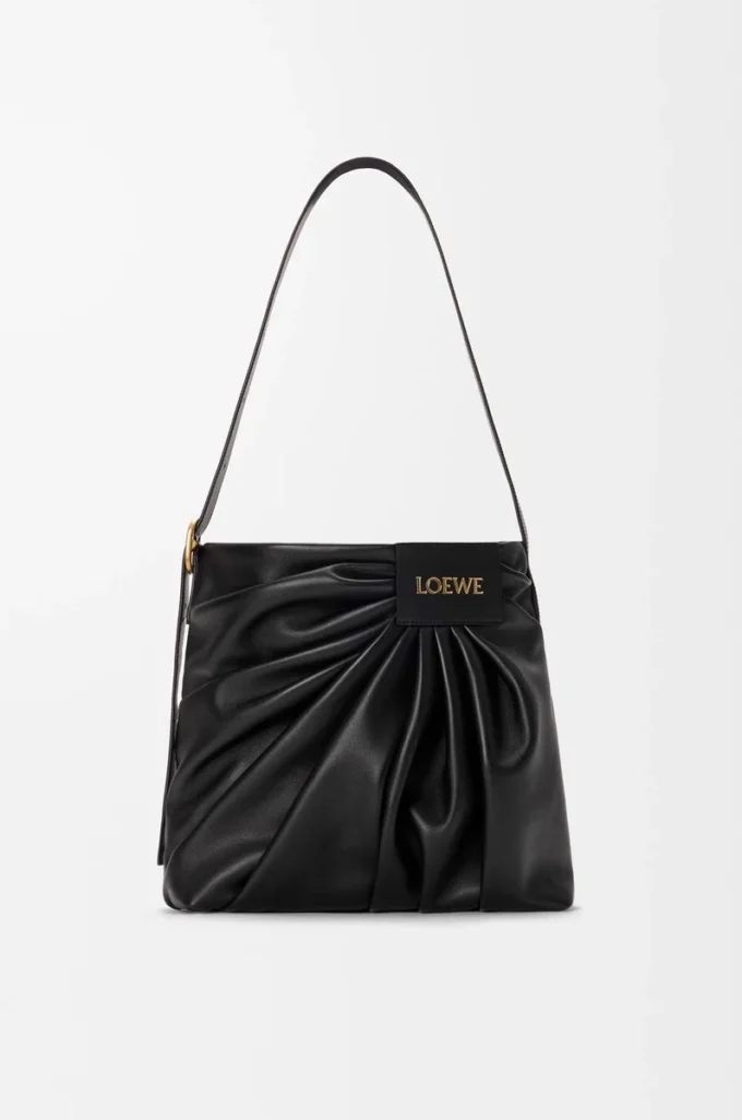 Draped tote in mellow nappa lambskin Black