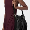 Draped tote in mellow nappa lambskin Black