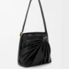 Draped tote in mellow nappa lambskin Black