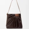 Draped tote in mellow nappa lambskin Dark Chestnut