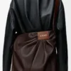 Draped tote in mellow nappa lambskin Dark Chestnut