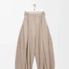 Draped trousers in cotton and silk Beige Draped trousers in cotton and silk Beige