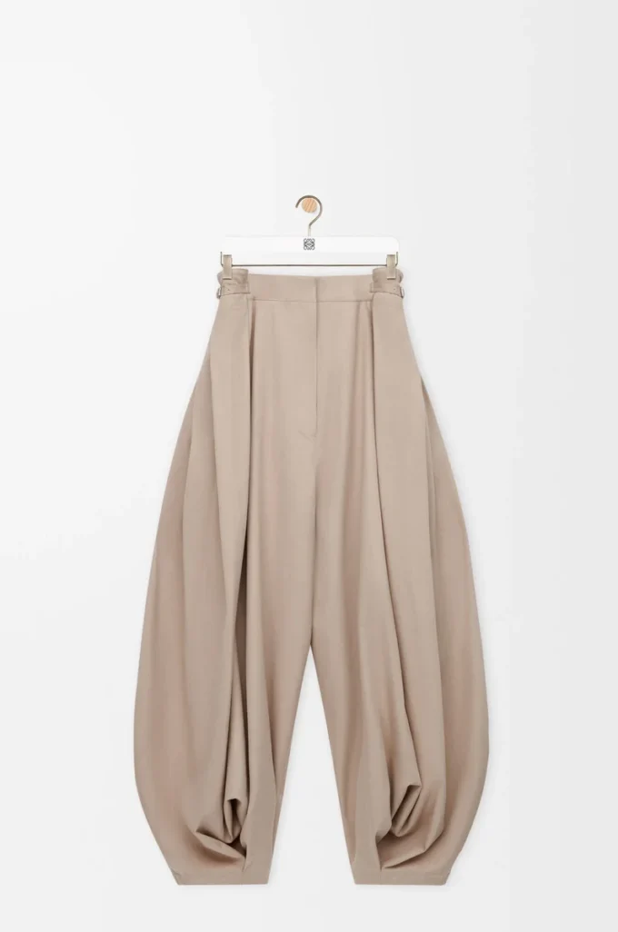 Draped trousers in cotton and silk Beige Draped trousers in cotton and silk Beige