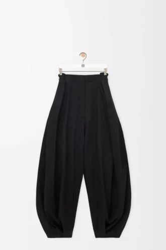 Draped trousers in cotton and silk Black