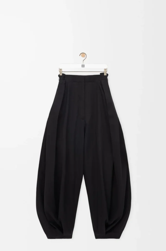 Draped trousers in cotton and silk Black Draped trousers in cotton and silk Black