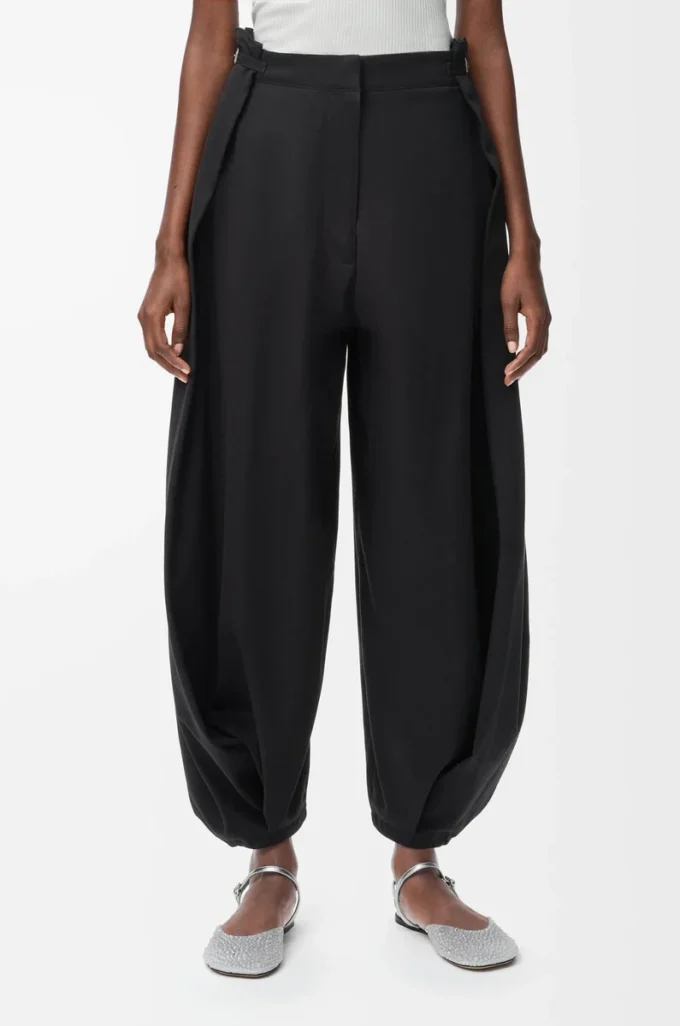 Draped trousers in cotton and silk Black Draped trousers in cotton and silk Black