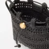 Drawstring pocket in raffia Black Drawstring pocket in raffia Black
