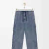 Drawstring trousers in cotton and linen Grey Blue Drawstring trousers in cotton and linen Grey Blue