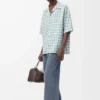 Drawstring trousers in cotton and linen Grey Blue Drawstring trousers in cotton and linen Grey Blue