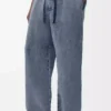 Drawstring trousers in cotton and linen Grey Blue Drawstring trousers in cotton and linen Grey Blue