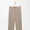 Drawstring trousers in wool and cashmere Beige Melange Drawstring trousers in wool and cashmere Beige Melange