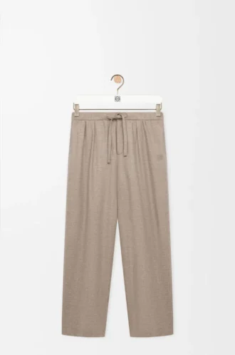 Drawstring trousers in wool and cashmere Beige Melange