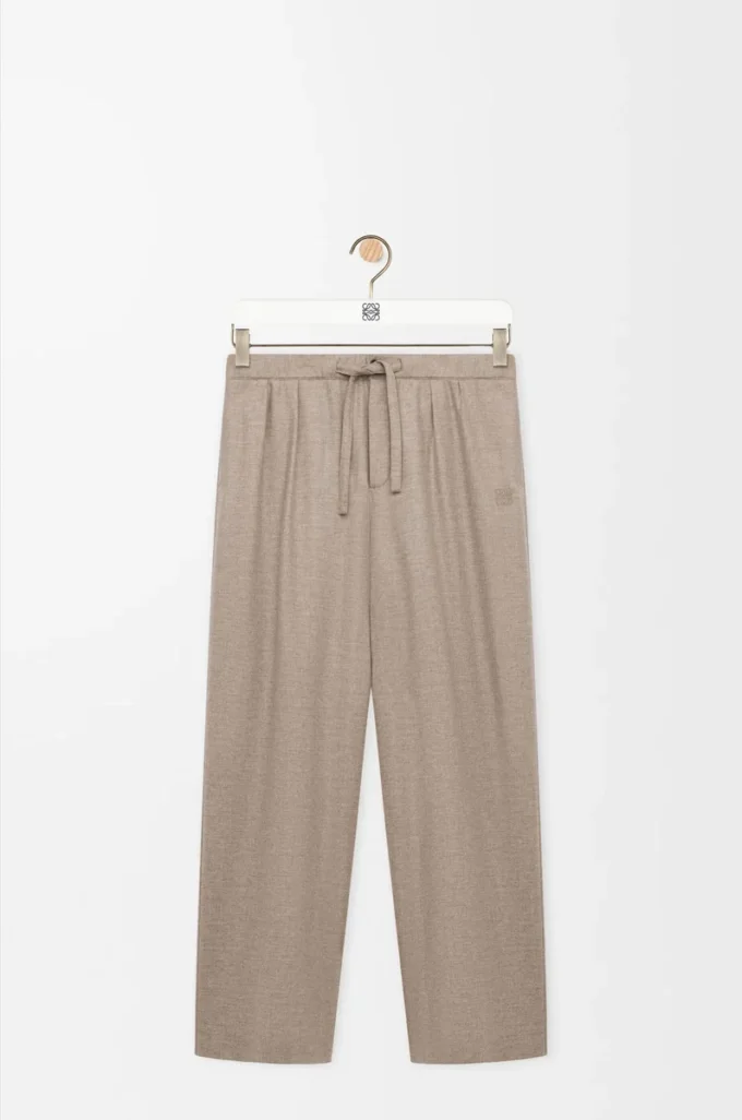 Drawstring trousers in wool and cashmere Beige Melange Drawstring trousers in wool and cashmere Beige Melange