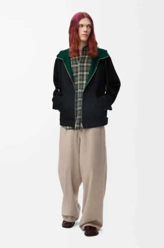 Drawstring trousers in wool and cashmere Beige Melange