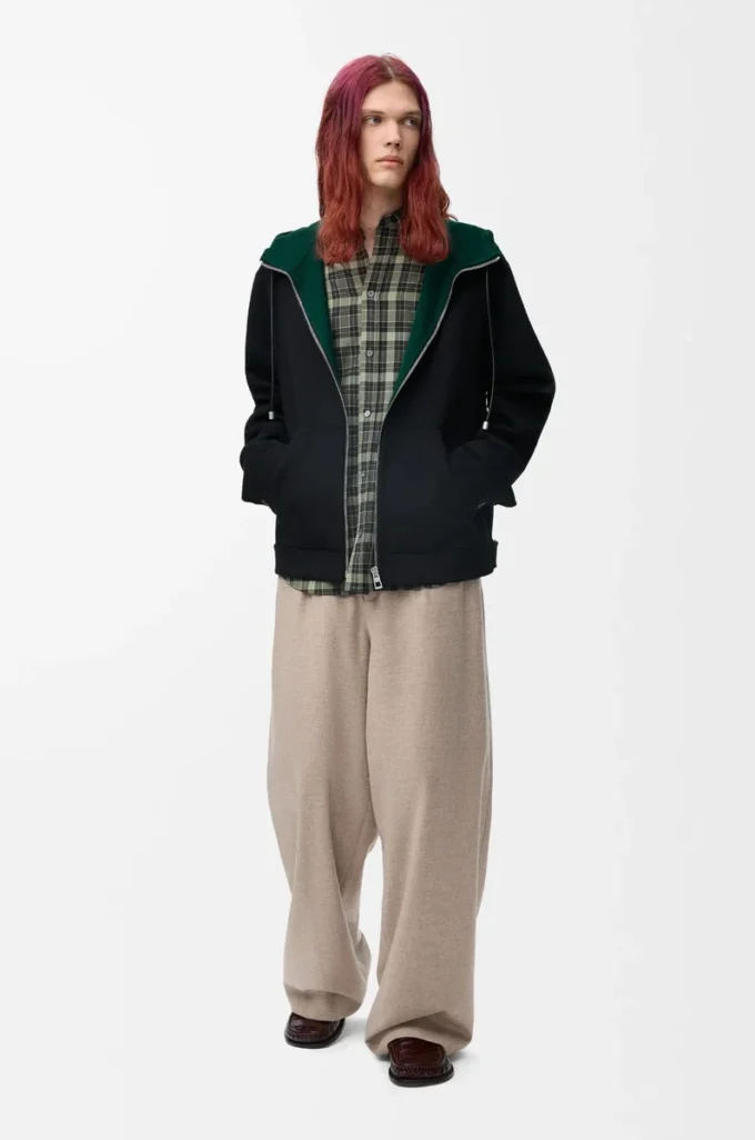 Drawstring trousers in wool and cashmere Beige Melange Drawstring trousers in wool and cashmere Beige Melange