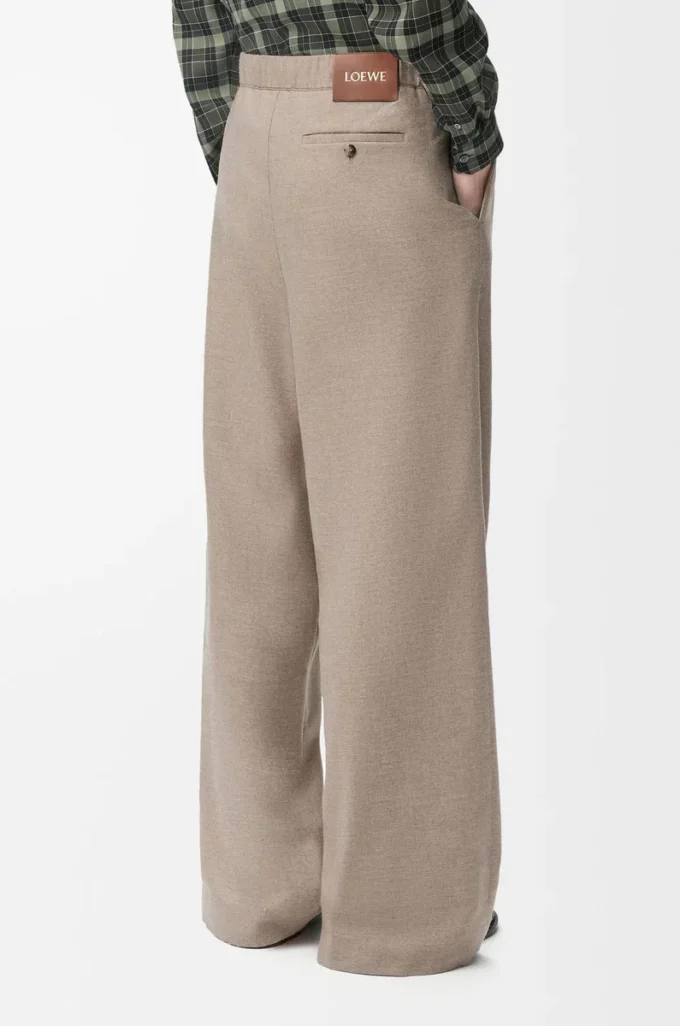 Drawstring trousers in wool and cashmere Beige Melange Drawstring trousers in wool and cashmere Beige Melange