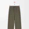 Drawstring trousers in wool Khaki Green Drawstring trousers in wool Khaki Green