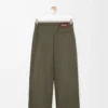 Drawstring trousers in wool Khaki Green Drawstring trousers in wool Khaki Green