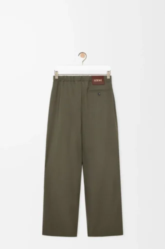 Drawstring trousers in wool Khaki Green