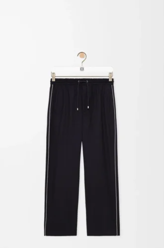 Drawstring trousers in wool Navy Blue