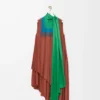 Dress in technical crepe Caramel/Bright Green