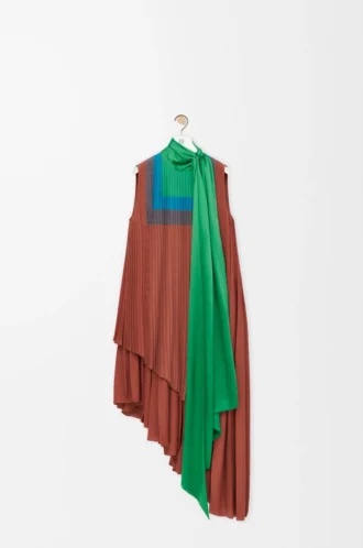 Dress in technical crepe Caramel/Bright Green