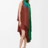 Dress in technical crepe Caramel/Bright Green