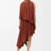 Dress in technical crepe Caramel/Bright Green