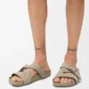 Ease Buckle slide in brushed suede Khaki Green Ease Buckle slide in brushed suede Khaki Green