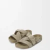 Ease Buckle slide in brushed suede Khaki Green Ease Buckle slide in brushed suede Khaki Green
