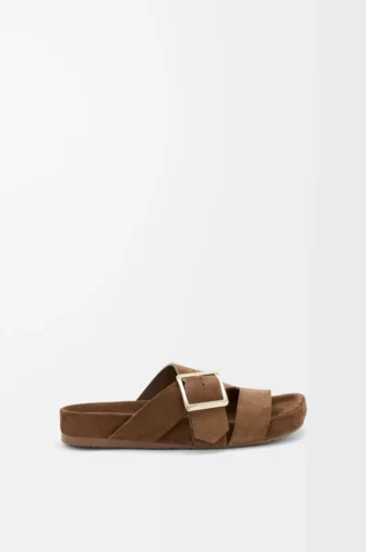 Ease Buckle slide in suede Brown