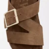 Ease Buckle slide in suede Brown