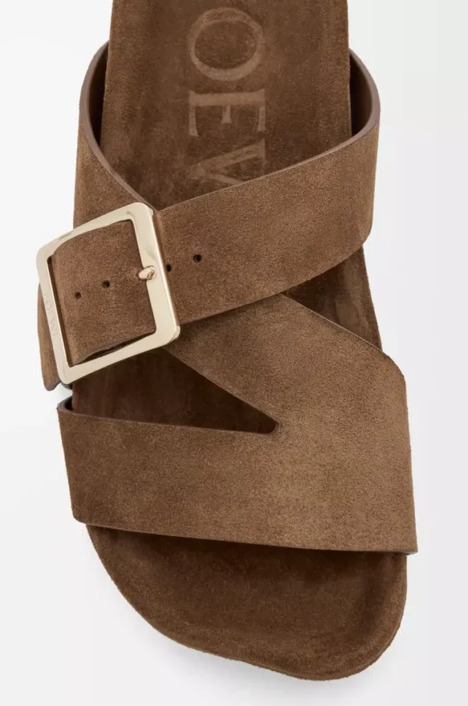 Ease Buckle slide in suede Brown