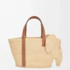 Elephant basket in raffia and calfskin Natural/Tan Elephant basket in raffia and calfskin Natural/Tan