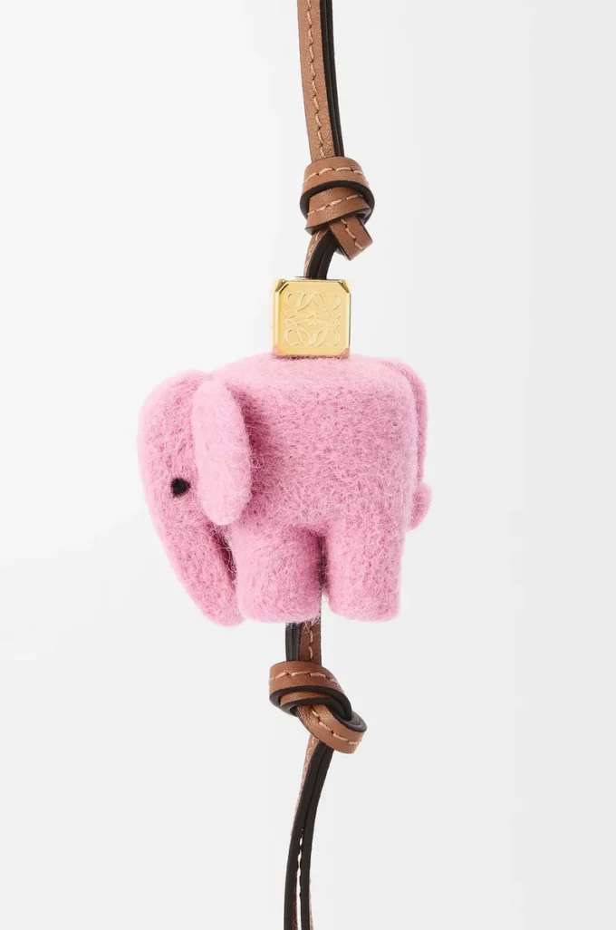 Elephant charm in felt and calfskin Candy Elephant charm in felt and calfskin Candy
