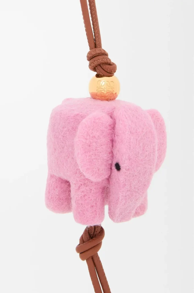 Elephant charm in felt and calfskin Candy Elephant charm in felt and calfskin Candy