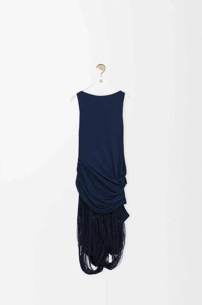 Embellished dress in viscose Navy Blue Embellished dress in viscose Navy Blue