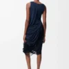 Embellished dress in viscose Navy Blue Embellished dress in viscose Navy Blue