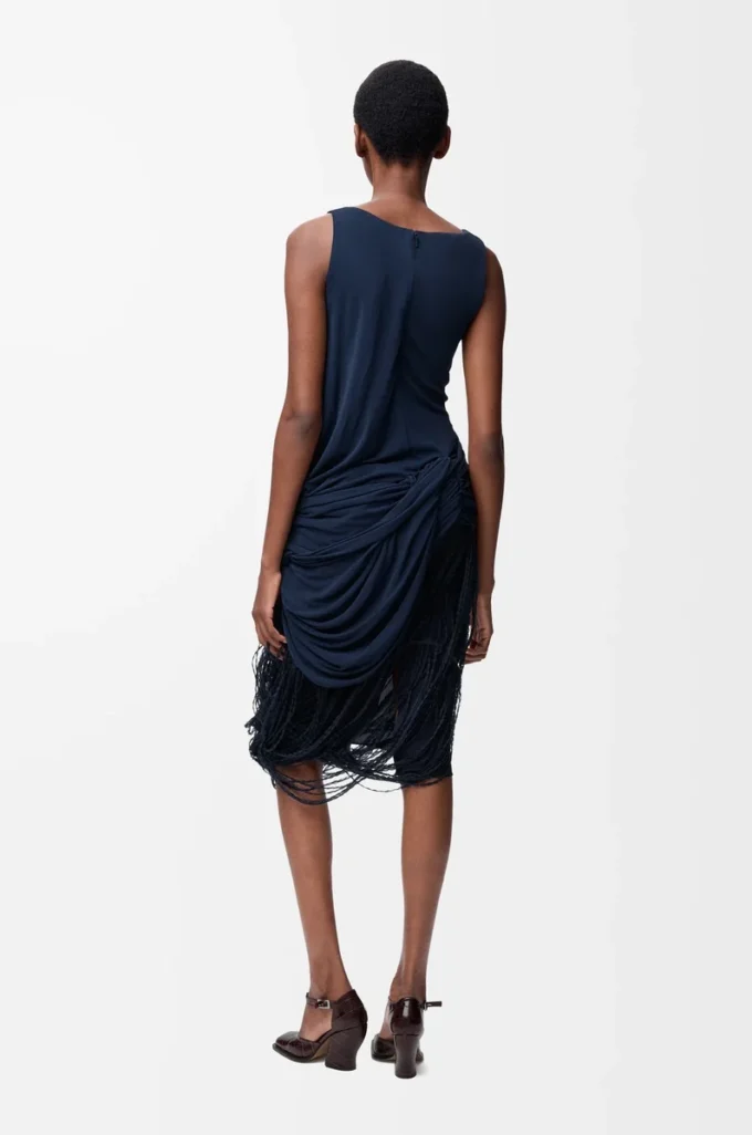 Embellished dress in viscose Navy Blue Embellished dress in viscose Navy Blue