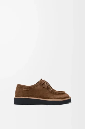 Faro lace-up in suede calfskin Brown