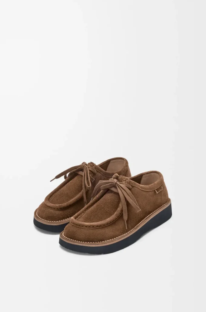 Faro lace-up in suede calfskin Brown Faro lace-up in suede calfskin Brown