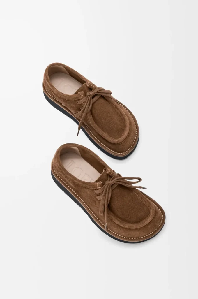 Faro lace-up in suede calfskin Brown Faro lace-up in suede calfskin Brown