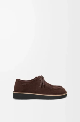 Faro lace-up in suede calfskin Dark Brown