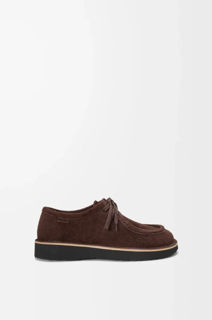Faro lace-up in suede calfskin Dark Brown Faro lace-up in suede calfskin Dark Brown