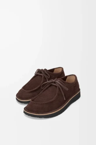 Faro lace-up in suede calfskin Dark Brown