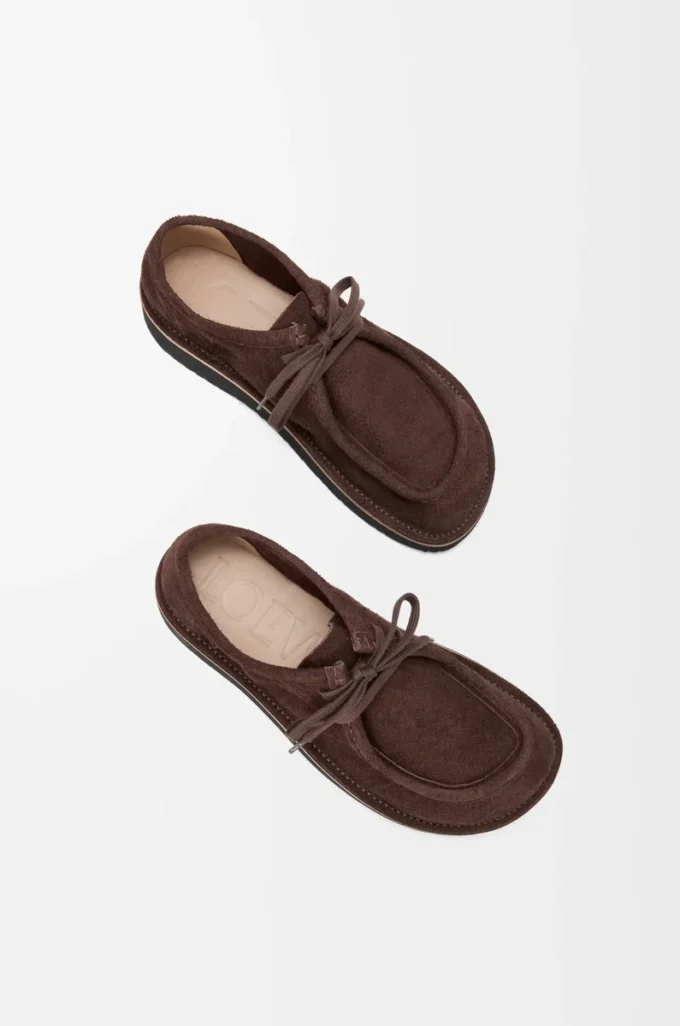 Faro lace-up in suede calfskin Dark Brown Faro lace-up in suede calfskin Dark Brown