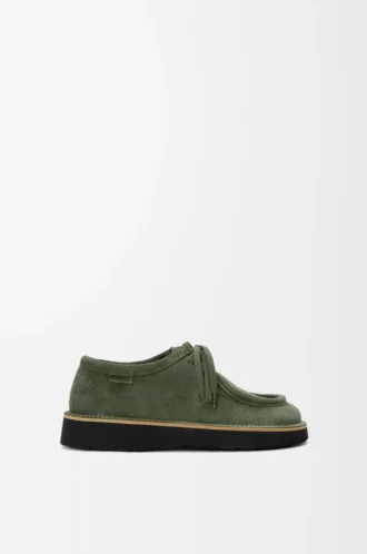 Faro lace-up in suede calfskin Sage