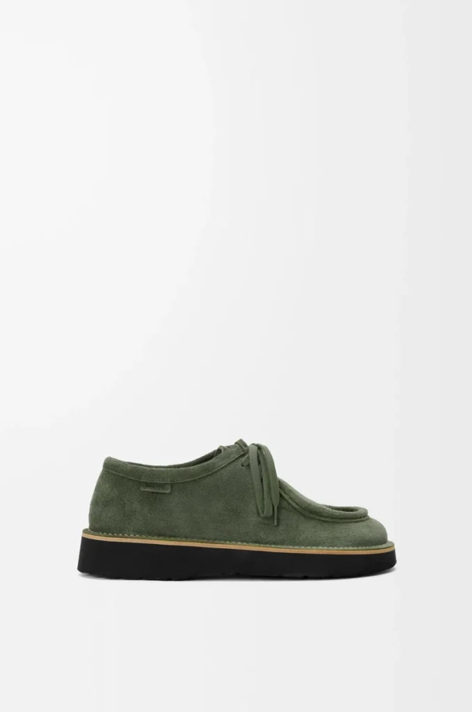 Faro lace-up in suede calfskin Sage Faro lace-up in suede calfskin Sage
