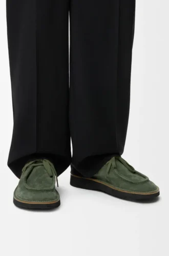 Faro lace-up in suede calfskin Sage
