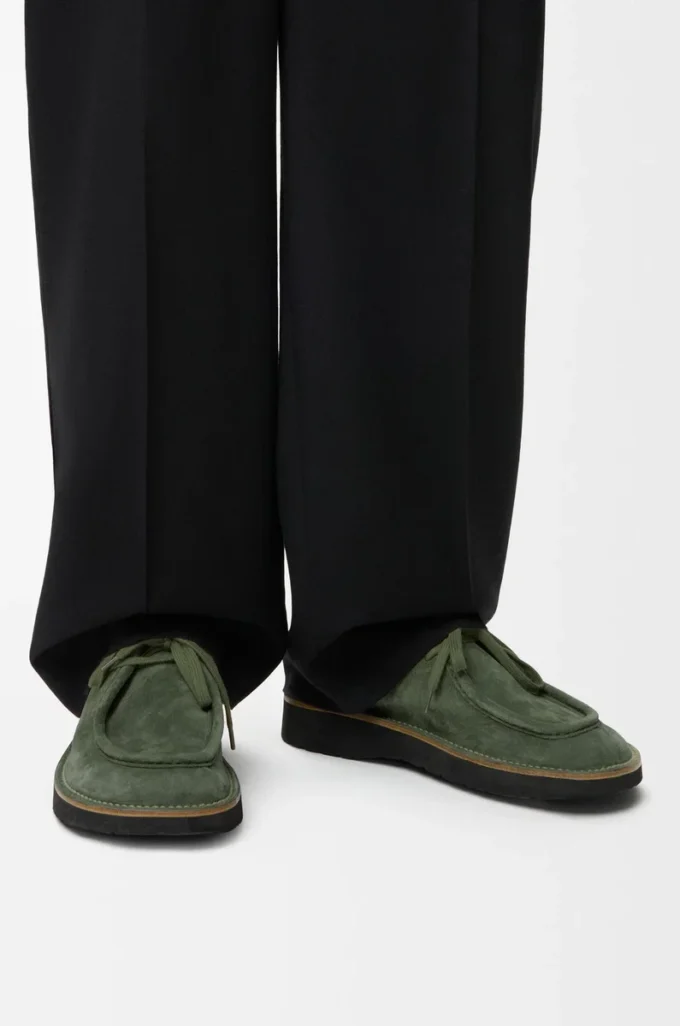 Faro lace-up in suede calfskin Sage Faro lace-up in suede calfskin Sage